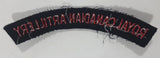 Royal Canadian Artillery Arched Shoulder Title Black with Red Letters 3/4" x 5" Fabric Patch Badge