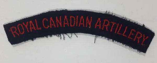 Royal Canadian Artillery Arched Shoulder Title Black with Red Letters 3/4" x 5" Fabric Patch Badge