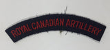 Royal Canadian Artillery Arched Shoulder Title Black with Red Letters 3/4" x 5" Fabric Patch Badge