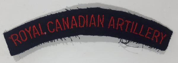 Royal Canadian Artillery Arched Shoulder Title Black with Red Letters 3/4" x 5" Fabric Patch Badge