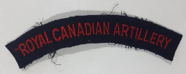 Royal Canadian Artillery Arched Shoulder Title Black with Red Letters 3/4" x 5" Fabric Patch Badge