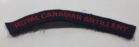 Royal Canadian Artillery Arched Shoulder Title Black with Red Letters 3/4" x 5" Fabric Patch Badge