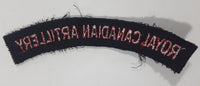 Royal Canadian Artillery Arched Shoulder Title Black with Red Letters 3/4" x 5" Fabric Patch Badge