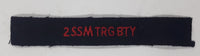 Royal Canadian Artillery Arched Shoulder Title 2SSM TRG BTY Black with Red Letters 3/4" x 5" Fabric Patch Badge