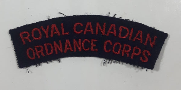 Royal Canadian Ordnance Corps 7/8" x 3 1/2" Arched Shoulder Title Fabric Patch Badge