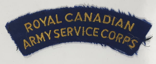 Royal Canadian Army Service Corps 1 1/4" x 4 3/4" Arched Shoulder Title Fabric Patch Badge