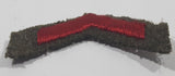 Vintage US Army Private First Class Rank Red Thread Chevron on Khaki 1" x 7/8" Shoulder Fabric Patch Badge