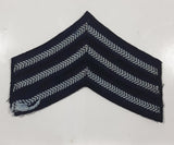 Vintage US Army Sergeant Rank Light Blue White Thread Chevrons on Dark Blue 4" x 5 3/4" Shoulder Fabric Patch Badge