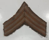 Vintage Canadian Army Sergeant Rank Light Brown Thread Chevron on Tan and Khaki 4 3/4" x 5 3/4" Shoulder Fabric Patch Badge