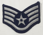 Vintage U.S. Air Force E-5 Staff Sergeant Silver and Blue 2 1/4" x 2 7/8" Fabric Patch Badge Insignia