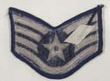 Vintage U.S. Air Force E-5 Staff Sergeant Silver and Blue 2 1/4" x 2 7/8" Fabric Patch Badge Insignia