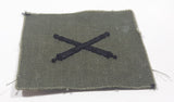 Vintage US Army Field Artillery Crossed Cannons Black Thread Olive Green 2 1/8" x 2 1/2" Fabric Patch Badge Insignia