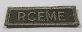 Vintage Royal Canadian Army RCEME Electrical Mechanical Engineers 3/4" x 2 1/4" Bar Shoulder Fabric Patch Badge