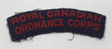 Royal Canadian Ordnance Corps 7/8" x 3 1/2" Arched Shoulder Title Fabric Patch Badge