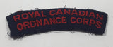 Royal Canadian Ordnance Corps 7/8" x 3 1/2" Arched Shoulder Title Fabric Patch Badge