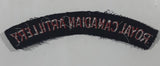 Royal Canadian Artillery Arched Shoulder Title Black with Red Letters 3/4" x 5" Fabric Patch Badge