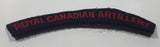 Royal Canadian Artillery Arched Shoulder Title Black with Red Letters 3/4" x 5" Fabric Patch Badge