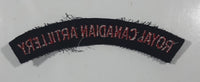 Royal Canadian Artillery Arched Shoulder Title Black with Red Letters 3/4" x 5" Fabric Patch Badge