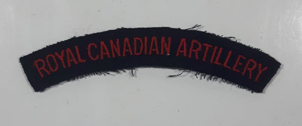 Royal Canadian Artillery Arched Shoulder Title Black with Red Letters 3/4" x 5" Fabric Patch Badge