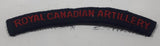 Royal Canadian Artillery Arched Shoulder Title Black with Red Letters 3/4" x 5" Fabric Patch Badge