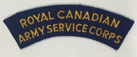 Royal Canadian Army Service Corps 1 1/4" x 4 3/4" Arched Shoulder Title Fabric Patch Badge