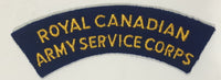 Royal Canadian Army Service Corps 1 1/4" x 4 3/4" Arched Shoulder Title Fabric Patch Badge