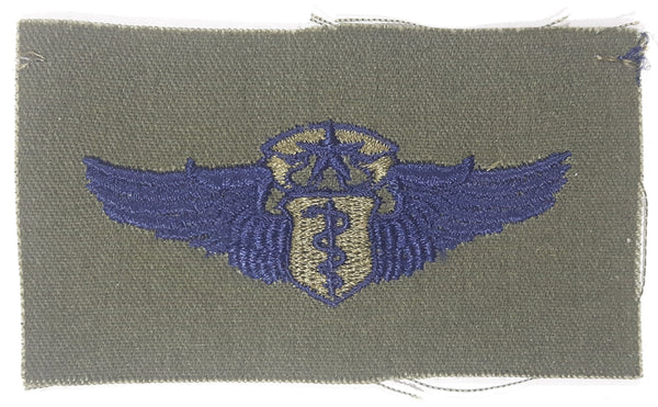 Vintage USAF US Air Force Flight Senior Nurse Medic Dark Blue Thread Olive Green 2 1/8" x 3 3/4" Fabric Patch Badge Insignia