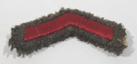 Vintage US Army Private First Class Rank Red Thread Chevron on Khaki 1" x 7/8" Shoulder Fabric Patch Badge