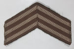 Vintage Canadian Army Sergeant Rank Dull White Thread Chevron on Khaki 3" x 4 3/4" Shoulder Fabric Patch Badge