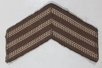 Vintage Canadian Army Sergeant Rank Dull White Thread Chevron on Khaki 3" x 4 3/4" Shoulder Fabric Patch Badge