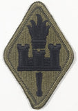 Vintage US Army Engineer Fort Leonard Wood Black on Olive Green 2" x 3 1/8" Fabric Patch Badge Insignia