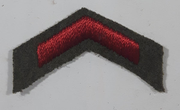 Vintage US Army Private First Class Rank Red Thread Chevron on Khaki 1" x 7/8" Shoulder Fabric Patch Badge