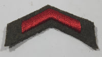 Vintage US Army Private First Class Rank Red Thread Chevron on Khaki 1" x 7/8" Shoulder Fabric Patch Badge