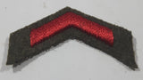 Vintage US Army Private First Class Rank Red Thread Chevron on Khaki 1" x 7/8" Shoulder Fabric Patch Badge