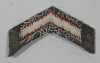 Vintage US Army Private First Class Rank Red Thread Chevron on Khaki 1" x 7/8" Shoulder Fabric Patch Badge