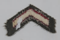 Vintage US Army Private First Class Rank Red Thread Chevron on Khaki 1" x 7/8" Shoulder Fabric Patch Badge