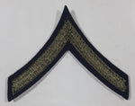 Vintage US Army Private First Class Rank Gold Thread Chevron on Dark Blue 2 1/2" x 3 1/4" Shoulder Fabric Patch Badge