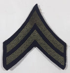 Vintage US Army Corporal Rank Dark Grey Thread Chevrons on Dark Blue 2 1/2" x 3 1/4" Shoulder Fabric Patch Badge