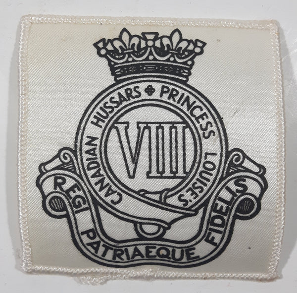 Rare Vintage Canadian Hussars Princess Louise's Regiment VIII "Regi Patriaeque Fidelis" 2 7/8" x 3 1/8" Fabric Patch Badge Insignia