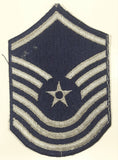 Vintage U.S. Air Force Senior Master Sergeant Silver Thread on Dark Blue 3 3/4" x 6"" Fabric Patch Badge Insignia