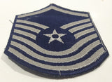 Vintage U.S. Air Force Senior Master Sergeant Silver Thread on Dark Blue 3 3/4" x 6"" Fabric Patch Badge Insignia