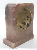 Antique Pink and Grey Marble 4 1/2" Tall Cased Desk Clock