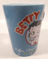 2005 Vandor King Features Syndicate Fleischer Studios Hearst Holdings Betty Boop "Coffee, Chocolate, Men... the richer the better" 4 1/2" Tall Blue Ceramic Coffee Mug Cup