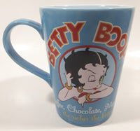 2005 Vandor King Features Syndicate Fleischer Studios Hearst Holdings Betty Boop "Coffee, Chocolate, Men... the richer the better" 4 1/2" Tall Blue Ceramic Coffee Mug Cup