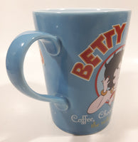 2005 Vandor King Features Syndicate Fleischer Studios Hearst Holdings Betty Boop "Coffee, Chocolate, Men... the richer the better" 4 1/2" Tall Blue Ceramic Coffee Mug Cup