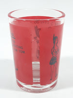 Vintage Libbey "Here's How!" Red 3 1/8" Tall Shot Glass Shooter