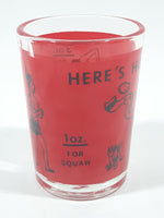 Vintage Libbey "Here's How!" Red 3 1/8" Tall Shot Glass Shooter