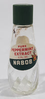 Vintage Nabob Pure Peppermint Extract 2 Fl Oz. 4 1/4" Tall Glass Spice Jar