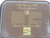 Vintage 1982 Coca-Cola Enjoy Coke Photography Unlimited 1882 1982 Brandon Manitoba Centennial Yesterday's Dream Tomorrow's Future Brown Metal Beverage Serving Tray