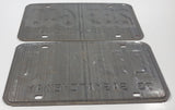 Set of Matching Vintage 1975 Saskatchewan Red Lettering White Vehicle License Plate Metal Tags 285 640